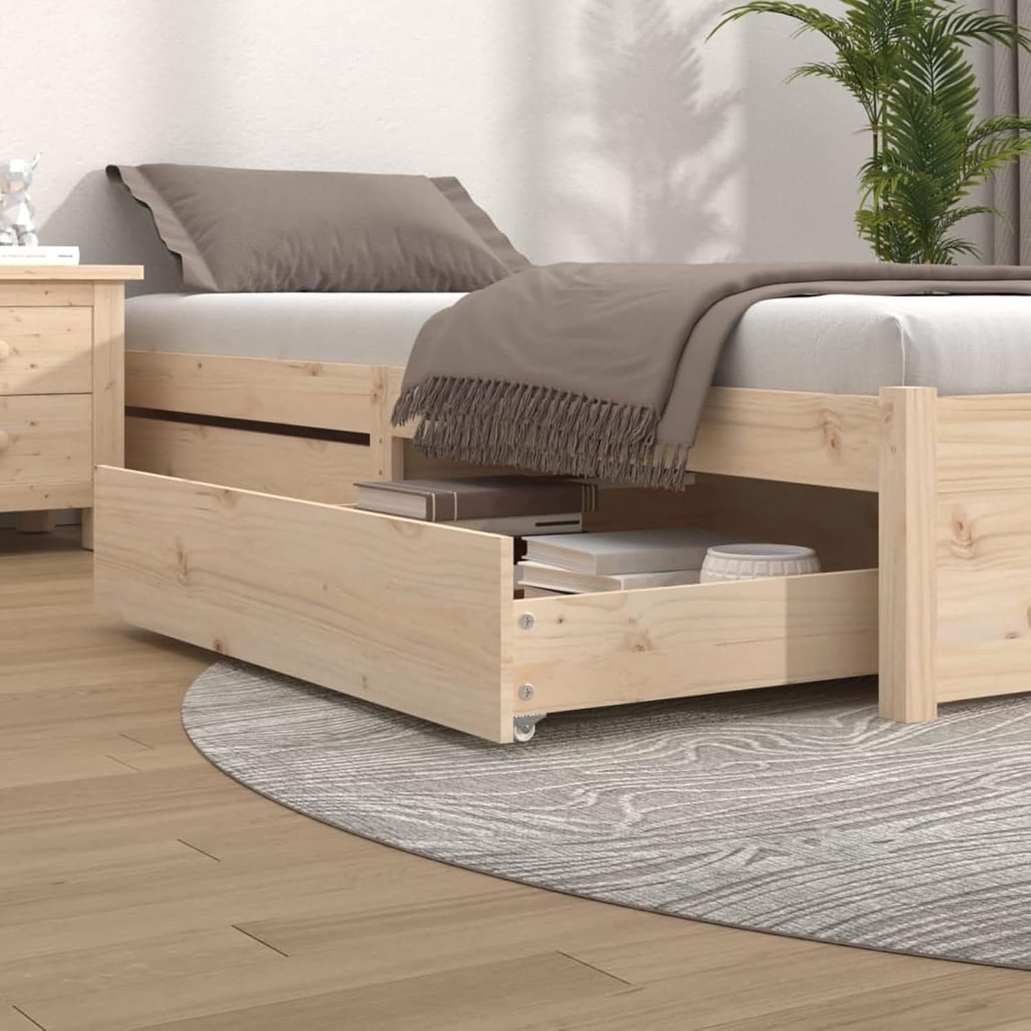 Bedladen, 2 stuks, van massief grenenhout, bedladen, slaapkamerladen (SPU:814984)