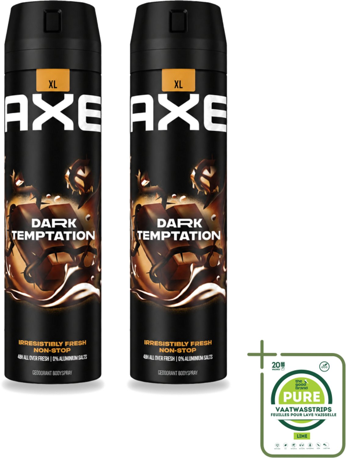 2 x AXE - Deodorant Spray - Dark Temptation - Chocoladegeur - Verleidelijk Fris - 200 ml - Grootverpakking - Deodorant Spray - Chocolade Geur - Frisheid - Zweetbevochtiging - Huidverzorging