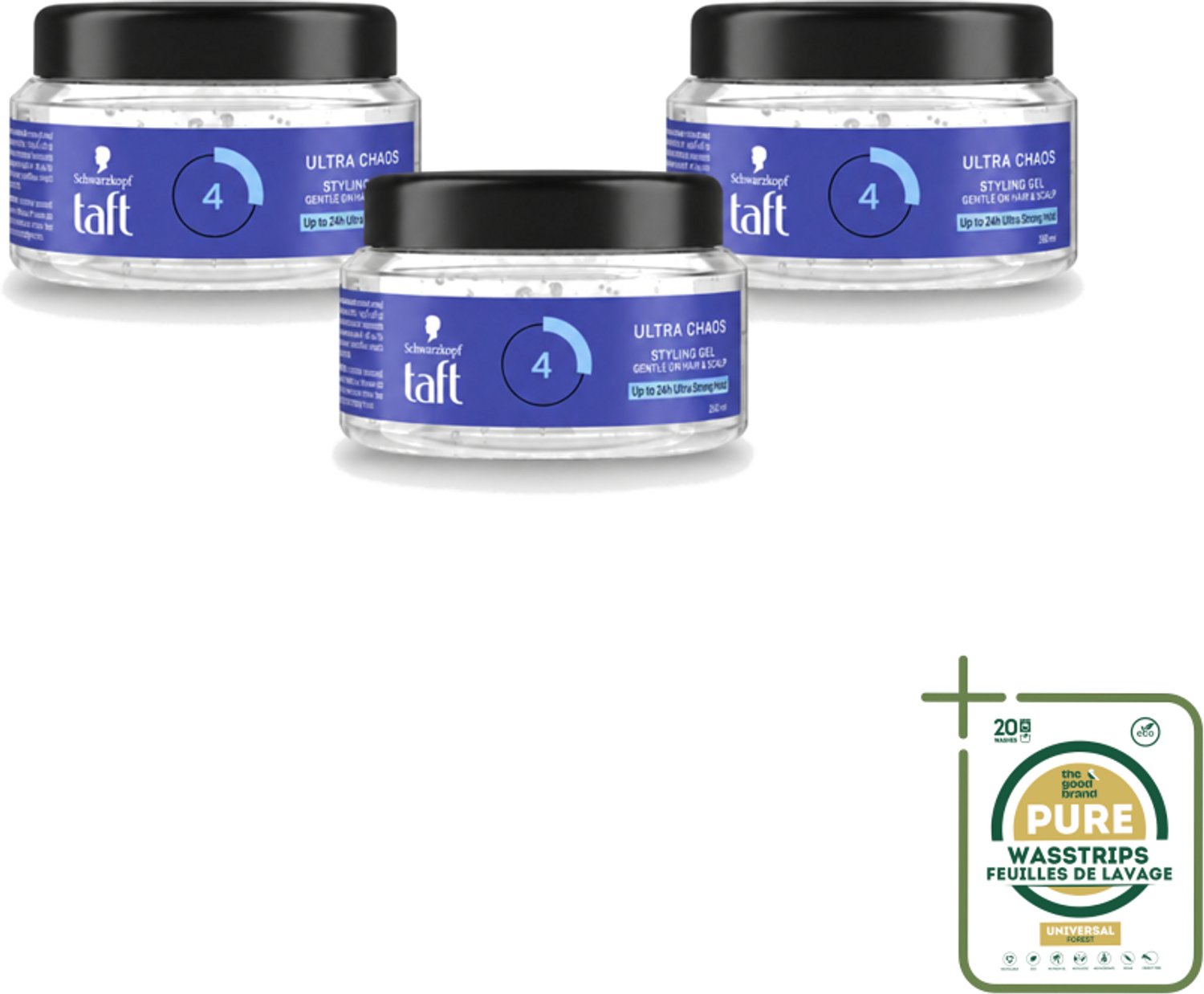 3 x Taft - Ultra Chaos 4 - Styling Gel - Creatieve fixatie - 250 ml - Haarfixatie - Creatieve Styling - Messy Look - Haar Gel - Haarstyling Gel