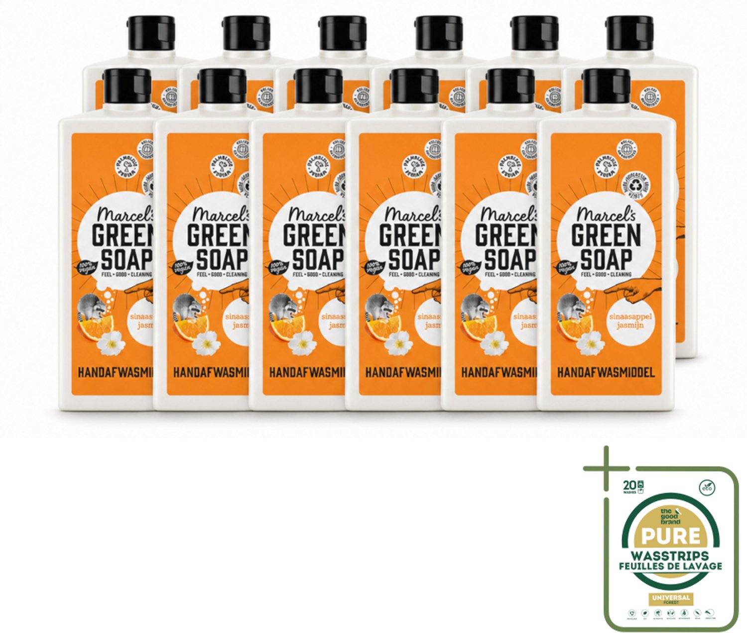 12 x Marcel's Green Soap - Afwasmiddel - Sinaasappel & Jasmijn - Voor dagelijks gebruik - 500 ml - Afwasmiddel Sinaasappel Jasmijn - Natuurlijk Afwasmiddel - Plantaardig Afwasmiddel - Afwasmiddel Voor Vaat - Afwasmiddel Voor Glas En Pannen