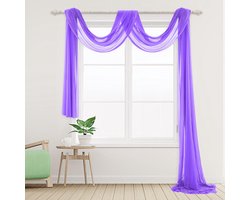 Ghope Dwarsbehang, vrije handdecoratie, transparant, 160 x 600 cm, voile gordijn, decoratie, bruiloftsboog, tule voor fotografie, bruiloft, feest, verjaardag, doop, hemelbed