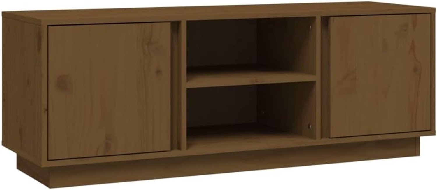 Tv-kast, honingbruin, 110 x 35 x 40,5 cm, massief grenenhout, woonkamer, tv-kast, slaapkamer, kantoor, woonkamer, slaapkamer