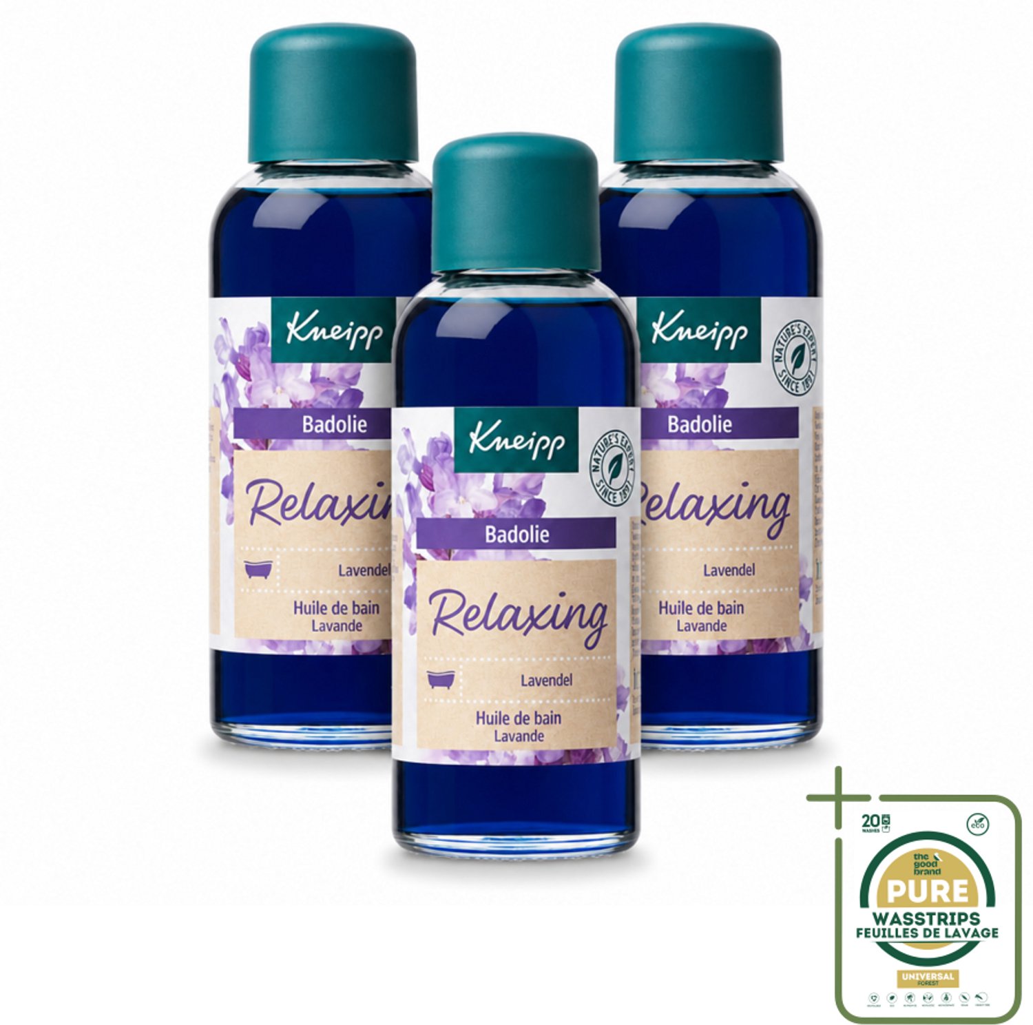 3 x Kneipp - Badolie - Lavendel - Ontspannende geur - 100 ml - Wasstrips - Badolie Lavendel - Ontspanning - Rustgevende Geur - Huidverzorging - Natuurlijke Badolie