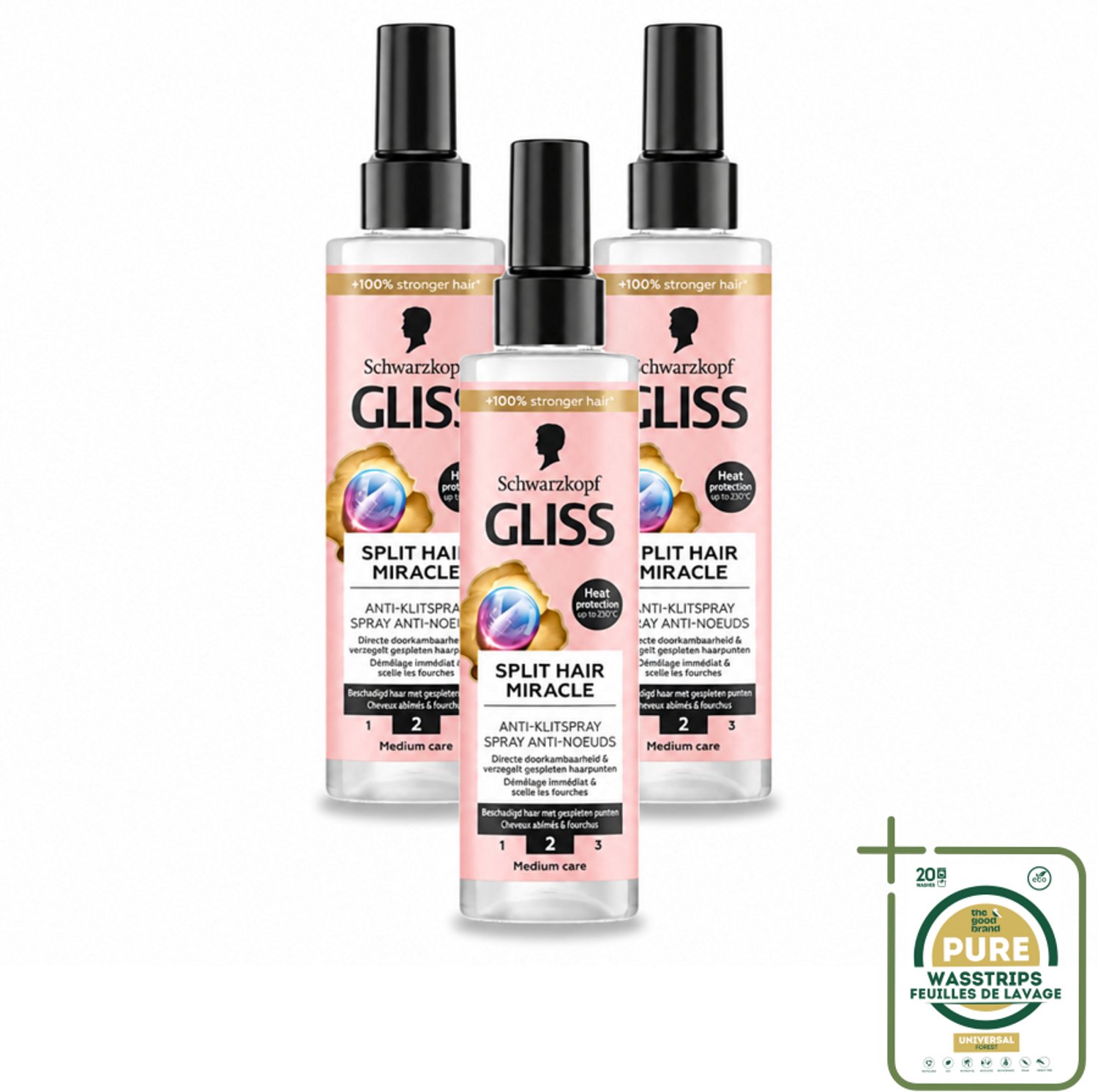 3 x Gliss - Split End Anti-Klit Spray - Tegen Gespleten Haarpunten - 200 ml - Wasstrips - Gespleten Haarpunten - Anti Klit Spray - Haar Bescherming - Haar Herstel - Haar Ontwarren