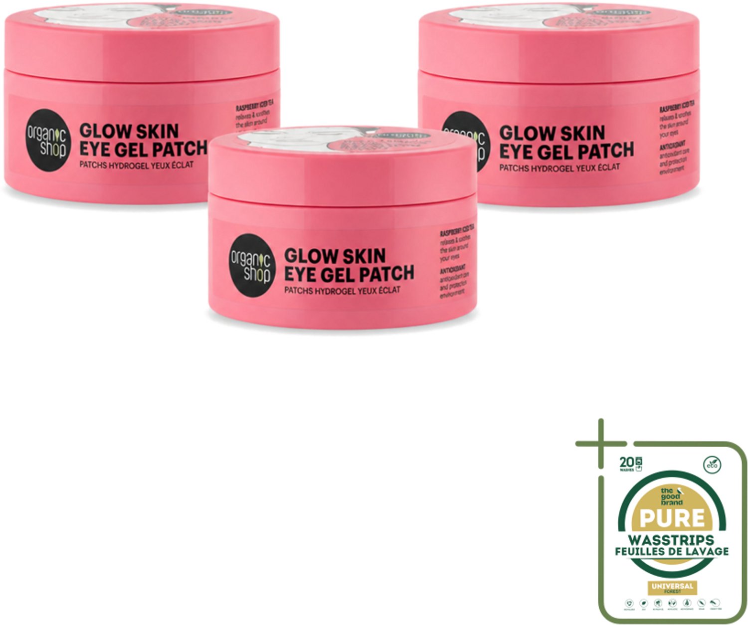 3 x Organic Shop - Eye Gel Patch Berry Iced Tea & Antioxidant - Kalmerend en Hydraterend - 60 Patches - Wasstrips - Oogverzorging - Wallen - Vermoeidheid - Hydratatie - Antioxidanten