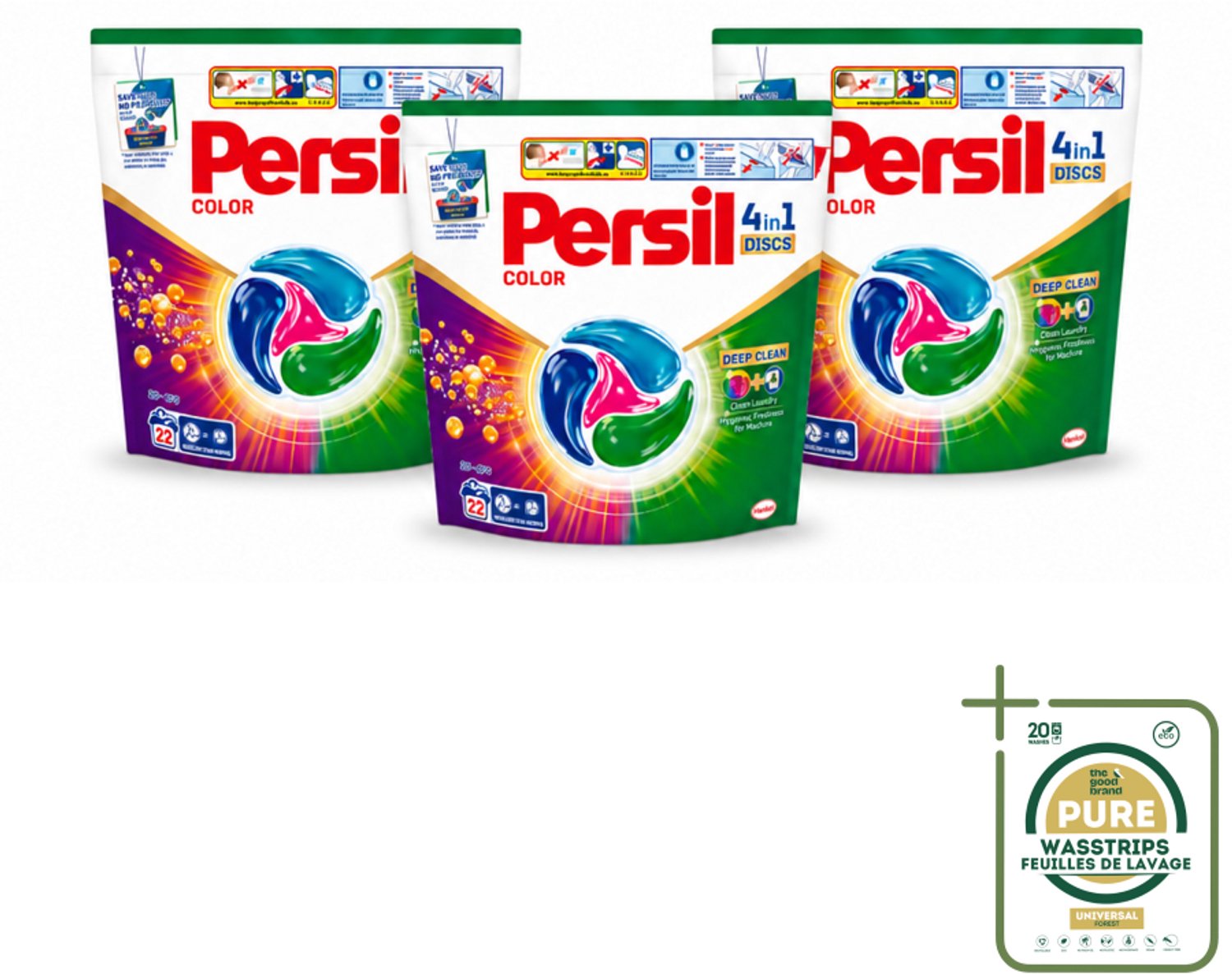 3 x Persil - Wasmiddel - Wasmiddelcapsules Discs Gekleurde Was - Voor Gekleurde Was - 22 wasbeurten - Wasstrips - Gekleurde Was - Wasmiddelcapsules - Persil 4in1 Discs - Kleurbehoud - Vlekverwijdering