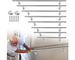 LARS360 120 cm roestvrij stalen leuning, trapleuning, Ø 42 mm, wandleuning, wandhouder, wandtrap, voor binnen en buiten, trappen, balkon, balustrade