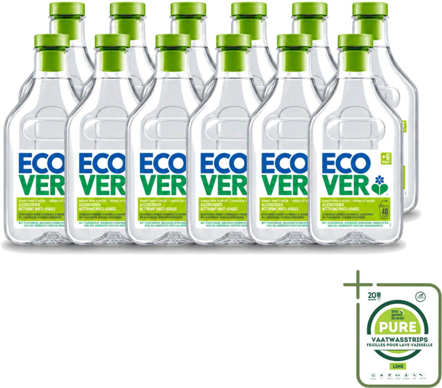 12 x Ecover - Allesreiniger - Citroengras & Gember - 1 liter - Grootverpakking - Vaatwasstrips - Allesreiniger - Citroengras - Gember - Natuurlijke Reiniger - Plantaardige Reiniger