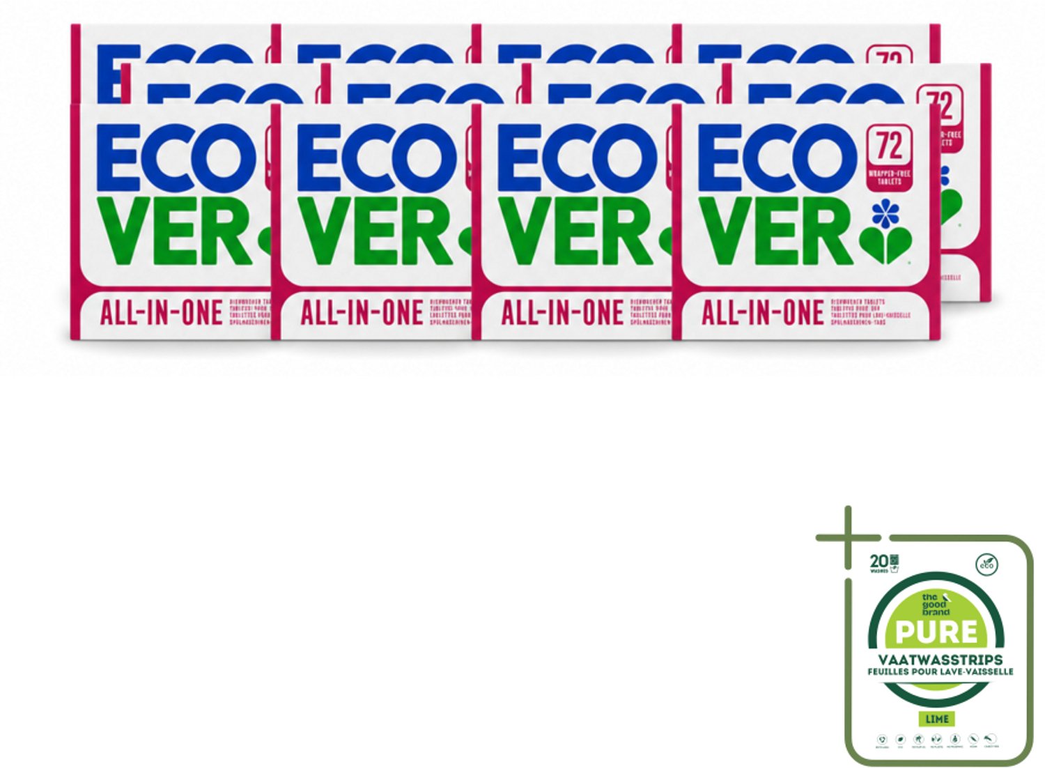 12 x Ecover - Vaatwastabletten All-in-One - Lemon & Mandarin - 72 Tabs - Grootverpakking - Vaatwastabletten - Natuurlijke Reiniging - Milieuvriendelijke Vaatwas - Citroen En Mandarijn - Plasticvrij