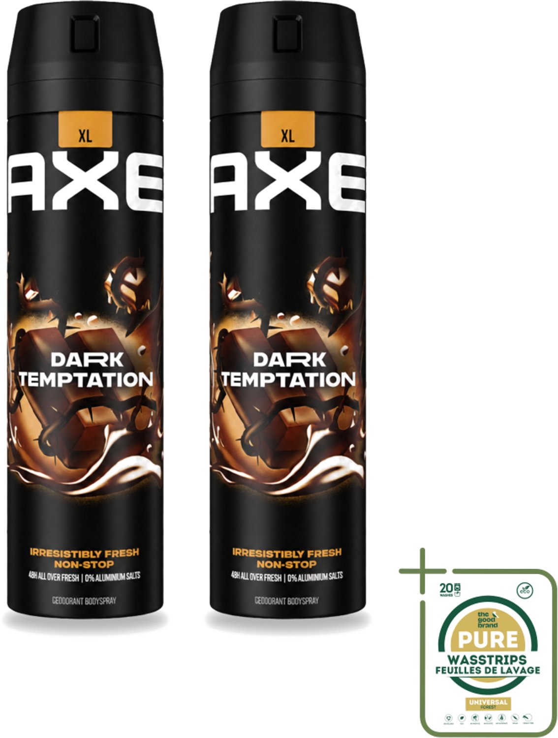 2 x AXE - Deodorant Spray - Dark Temptation - Chocoladegeur - Verleidelijk Fris - 200 ml - Deodorant Spray - Geur - Chocolade - Sensueel - Fris