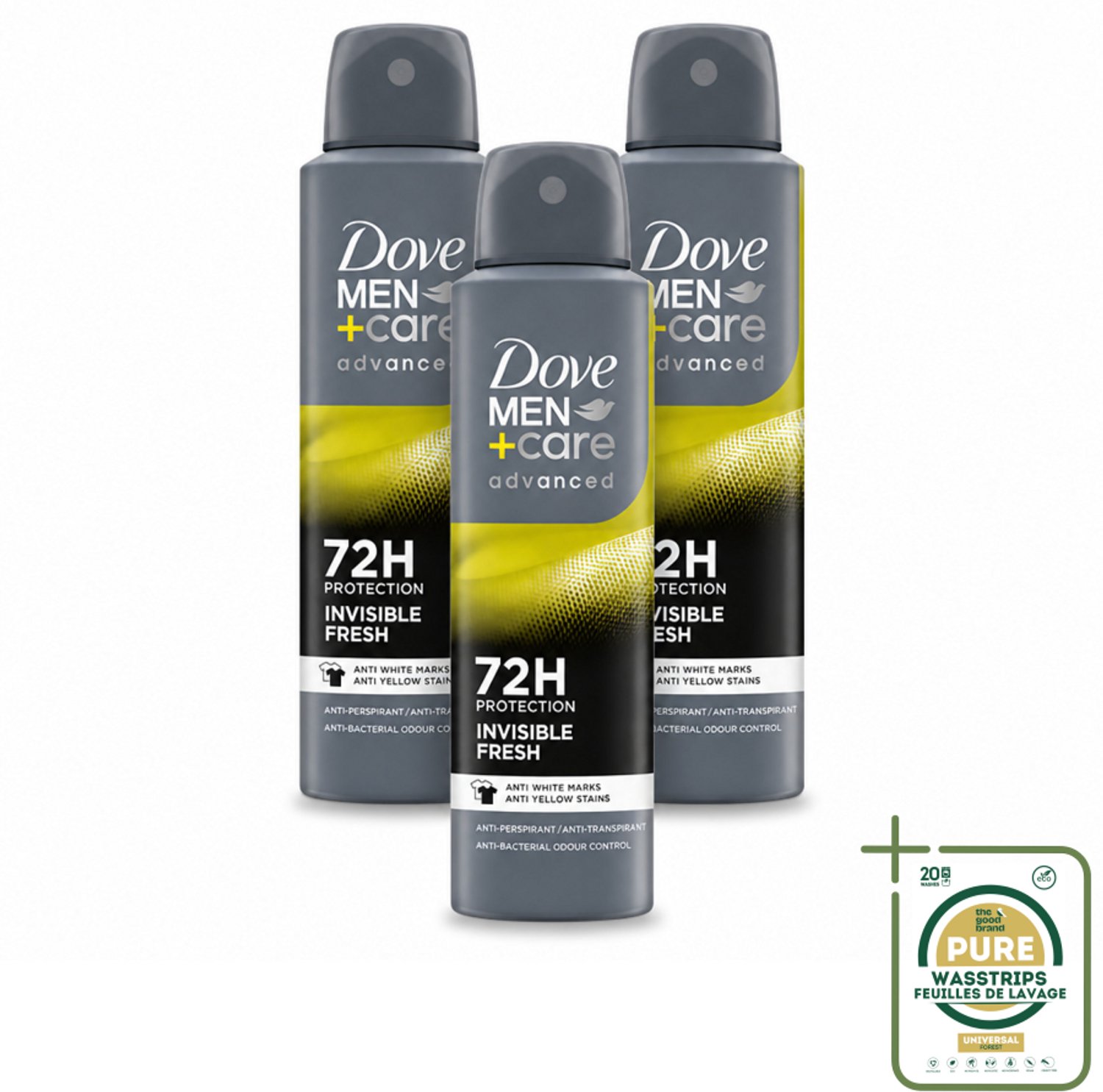 3 x Dove Men+Care Deodorant Spray - Invisible Fresh - 150 ml - Deodorant Spray - Zweetvermindering - Frisheid - Huidbescherming - Witte Strepen