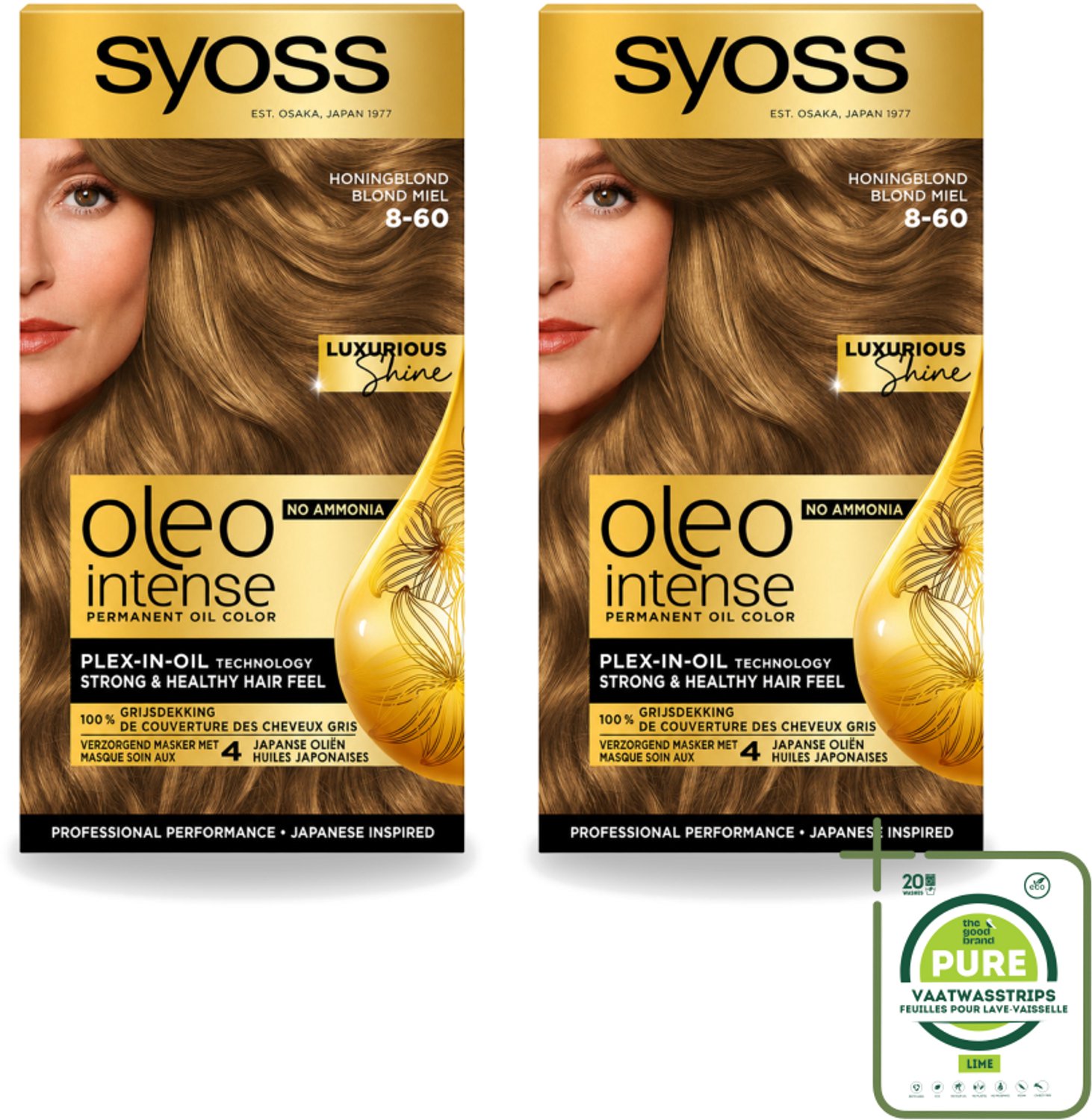 2 x SYOSS - Oleo Intense 8-60 Honing Blond - Haarverf - Zonder Ammoniak - Grijsdekking - Langdurige Kleur - Grootverpakking - Vaatwasstrips - Haarkleuring - Haarkleur - Haarverf - Haarverzorging - Olieformule