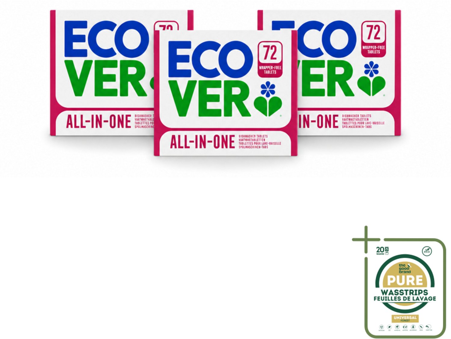 3 x Ecover - Vaatwastabletten All-in-One - Lemon & Mandarin - 72 Tabs - Vaatwasmiddel - Vaatwastablet - Citroen En Mandarijn - Duurzaam Schoonmaken - Plantaardig Reinigen