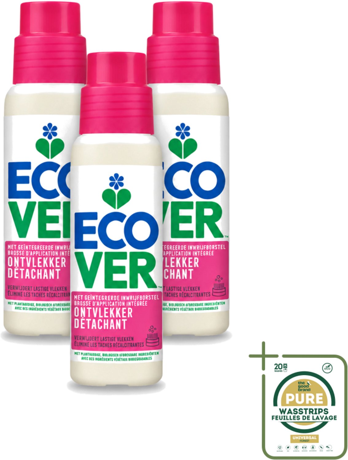 3 x Ecover - Ontvlekkingsmiddel - 200 ml - Wasstrips - Vlekken Verwijderen - Natuurlijke Reiniging - Ontvlekkingsmiddel - Kleding Reinigen - Vlekken Op Kleding