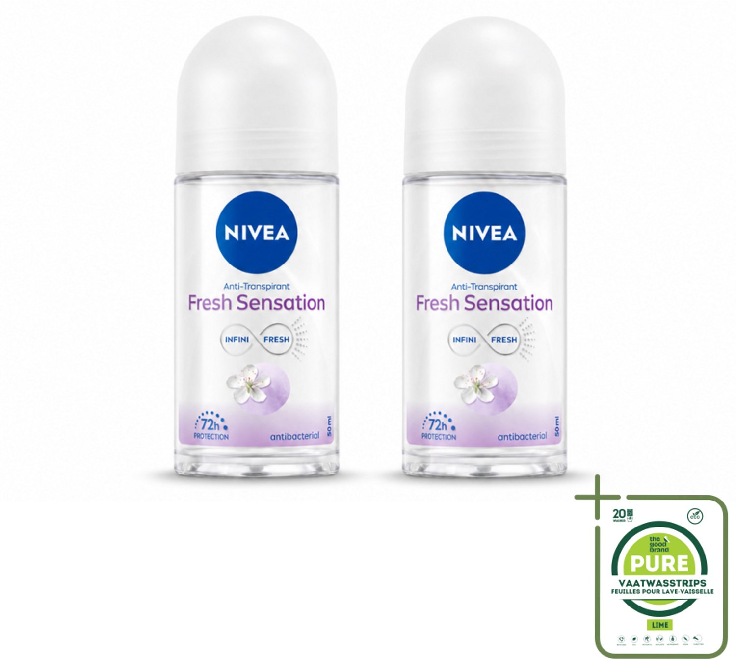 2 x NIVEA - Deodorant Roller - Frisse Sensatie - 72 Uur Anti-Transpirant - 50 ml - Grootverpakking - Deodorant - Anti-transpirant - Zweetbehandeling - Frisheid - Okselgeur