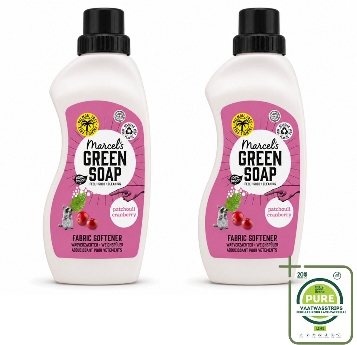 2 x Marcel's Green Soap - Wasverzachter - Patchouli & Cranberry - Zachte frisheid - 30 Wasbeurten - 750 ml - Grootverpakking - Wasverzachter - Wasgoed Verzachter - Natuurlijke Wasverzachter - Vegan Wasverzachter - Biologisch Afbreekbaar