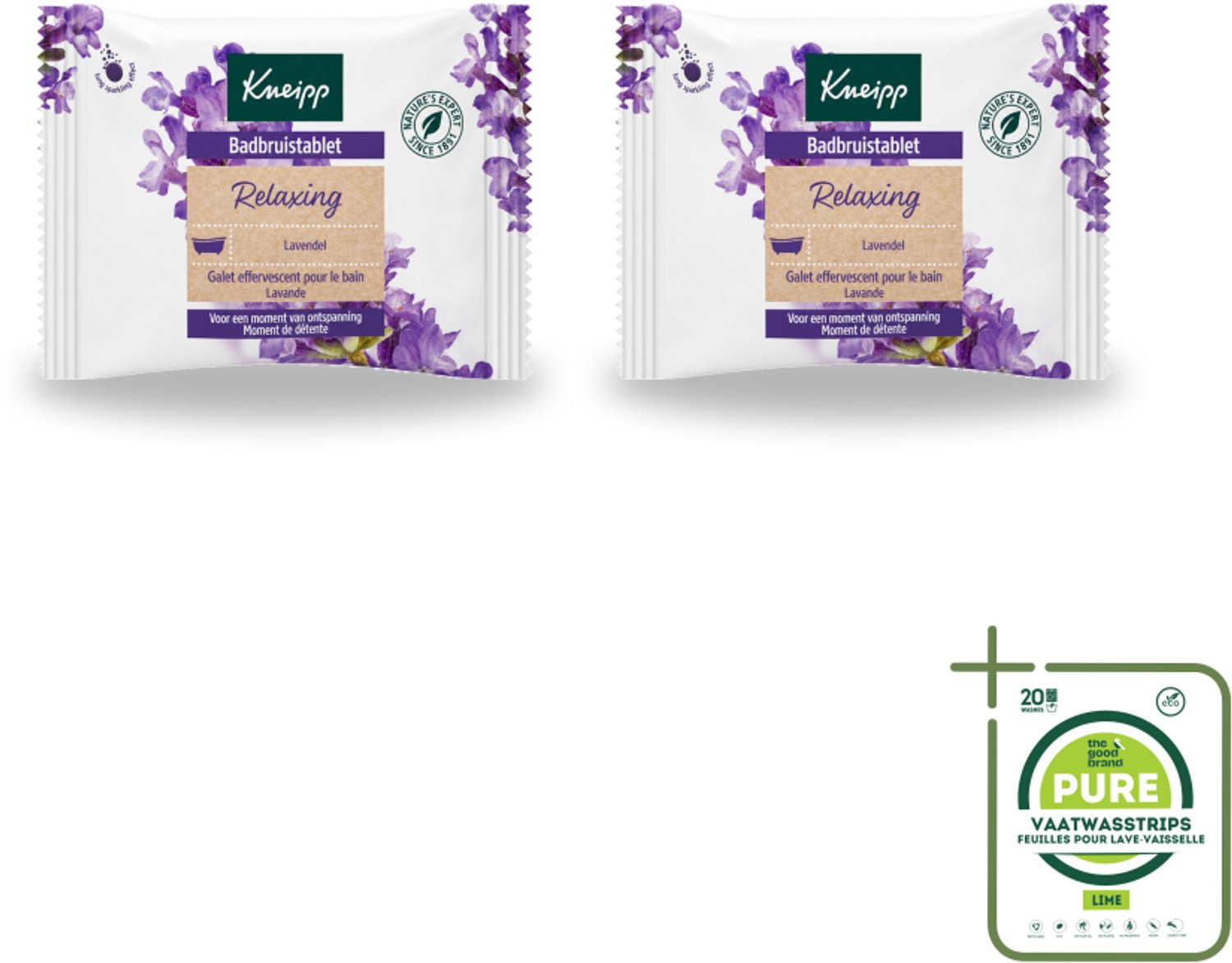 2 x Kneipp - Badbruistablet - Lavendel - Grootverpakking - Vaatwasstrips - Badbruistablet Lavendel - Ontspanning - Stressvermindering - Rust - Natuurlijke Badolie