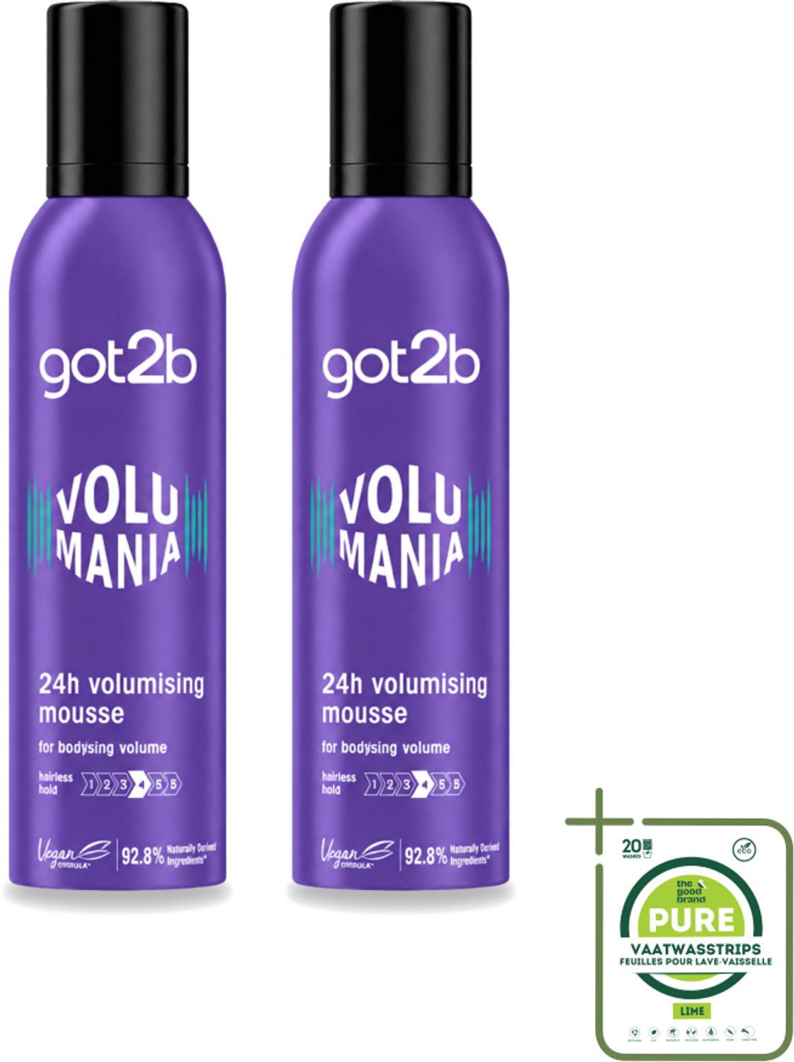 2 x Got2B - Volumemousse - Volumania 24H - 250 ml - Grootverpakking - Haar Volume - Haarkleur - Haarkleuring - Haarkleuring - Haarkleur