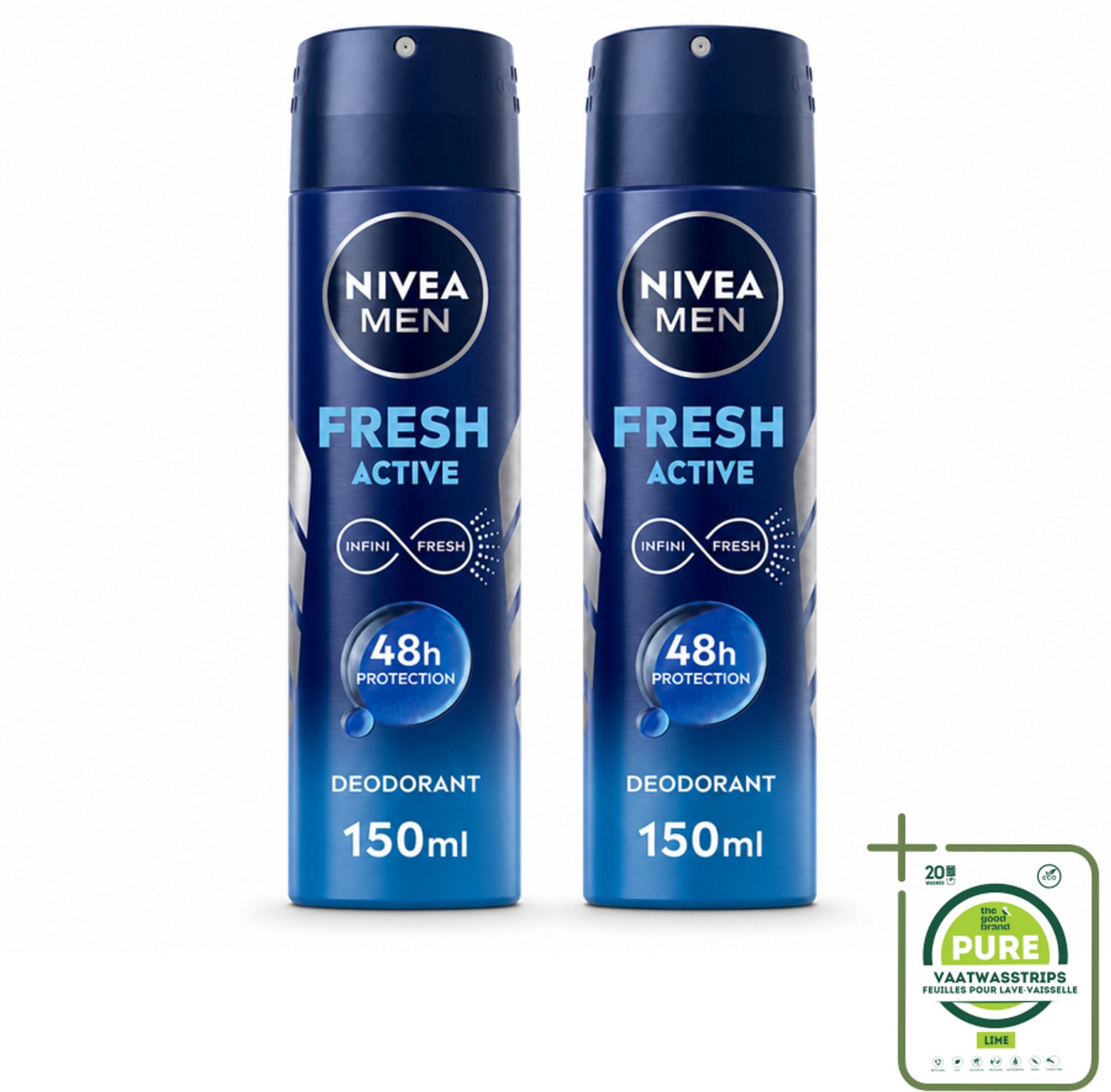 2 x NIVEA MEN - Deodorant Spray - Fresh Active - 150 ml - Grootverpakking - Frisheid - Zweet - Geur - Deodorant - Mannelijke Geur