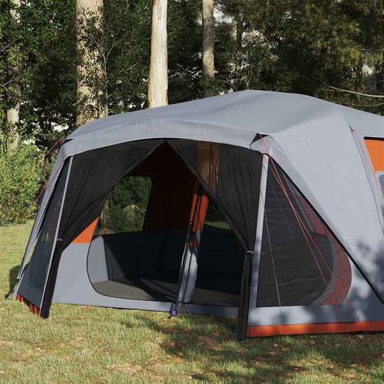 vidaXL Tent 10-persoons - Waterdicht - Grijs en Oranje Gezinstent - Campingtent - Bungalowtent - Familie Tent - Waterslot Tent van Vidaxl — afbeelding 2