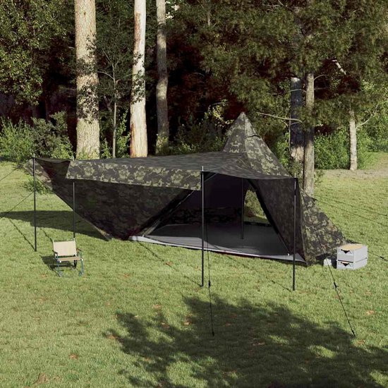 vidaXL Tipitent 6-persoons Camouflage Waterdicht Kampeerten - Tipi Tent - Familietent - Buitenslapen - Campinguitrusting van Vidaxl — afbeelding 2