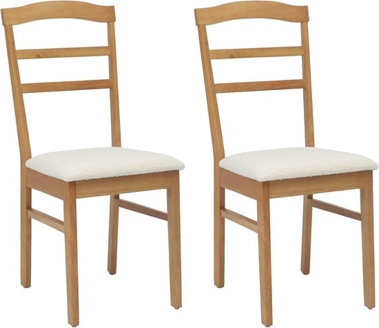 Vintage eetkamerstoelen, set van 2 stuks, van massief rubberhout met gelakte afwerking en zitkussen, klassiek design voor eetkamer, keuken of werkkamer — afbeelding 4