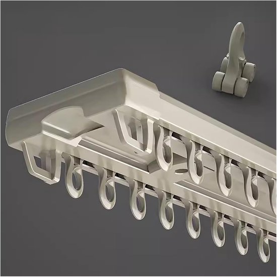 Double ain Track System - Wand-/plafondmontage 2-8 m lengte Siamese kamerverdeler, rechte stang met fittingen, extra breed 10,6 cm glad glijdend ontwerp — afbeelding 3
