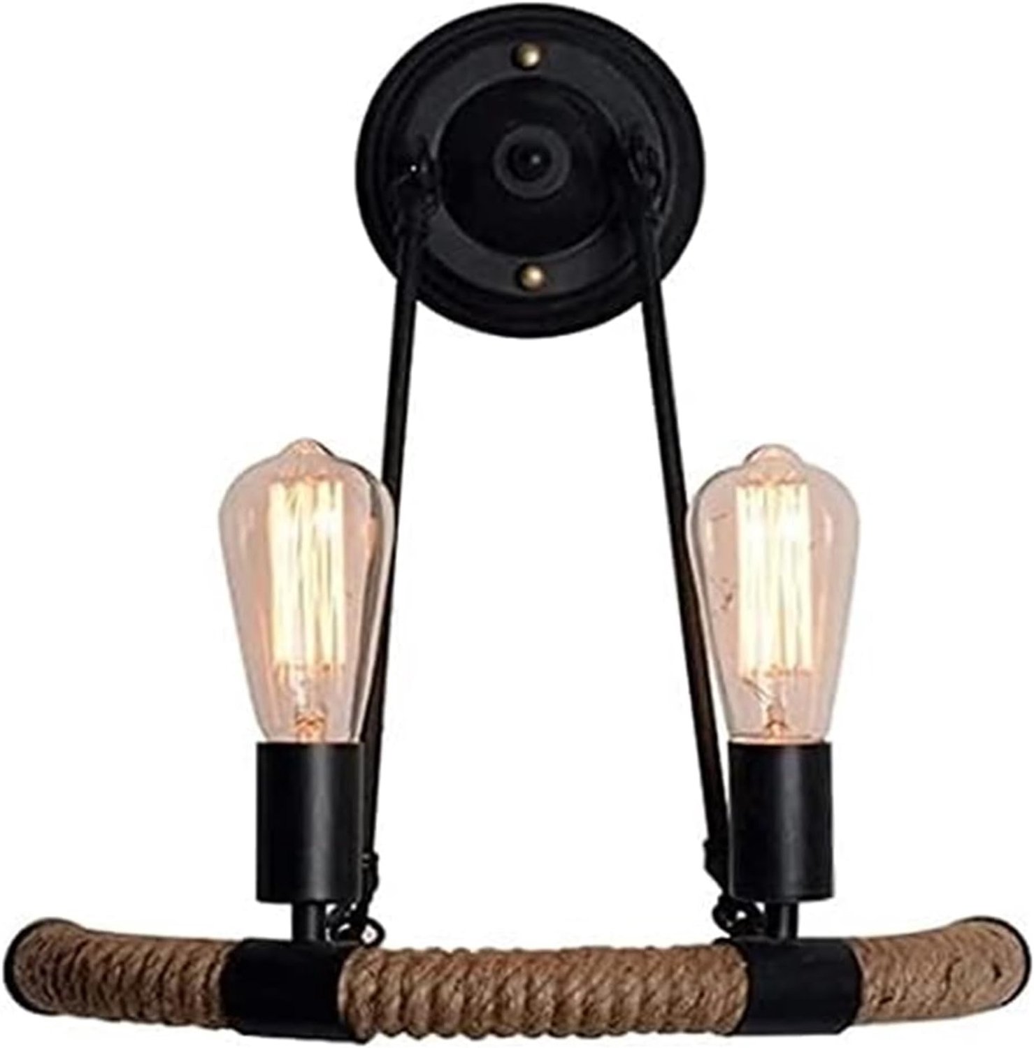 Moderne Henneptouw Wandlampen, Creatieve Retro Industriële Verlichting, Dubbele Wandverlichting met 2 Lichten voor Hal, Balkon, Gangpad, Restaurant, Wandmontage