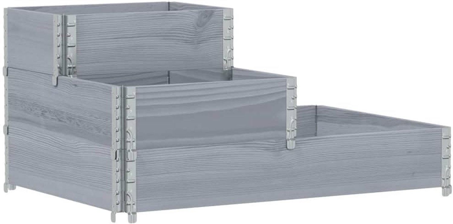 Pallet-opzetframe 3-voudig grijs 120 x 80 cm van massief grenenhout, opvouwbaar palletframe met stapelbaar design voor opslag en transport, ruimtebesparend inklapbaar