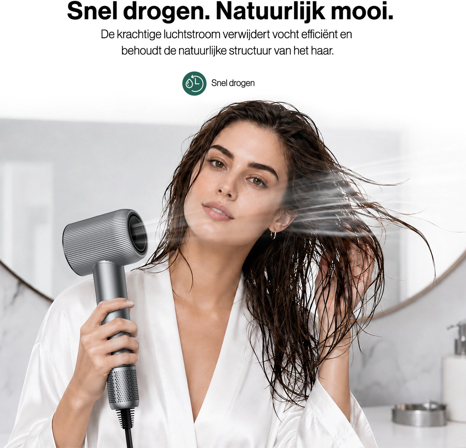 Sytifro Ionische Föhn met Diffuser, 32 mm Krulopzetstuk & Stylingmondstuk – Haardroger 1600W voor Drogen, Krullen & Stylen– Cadeau voor Kerst & Verjaardag – Grijs thumbnail 4