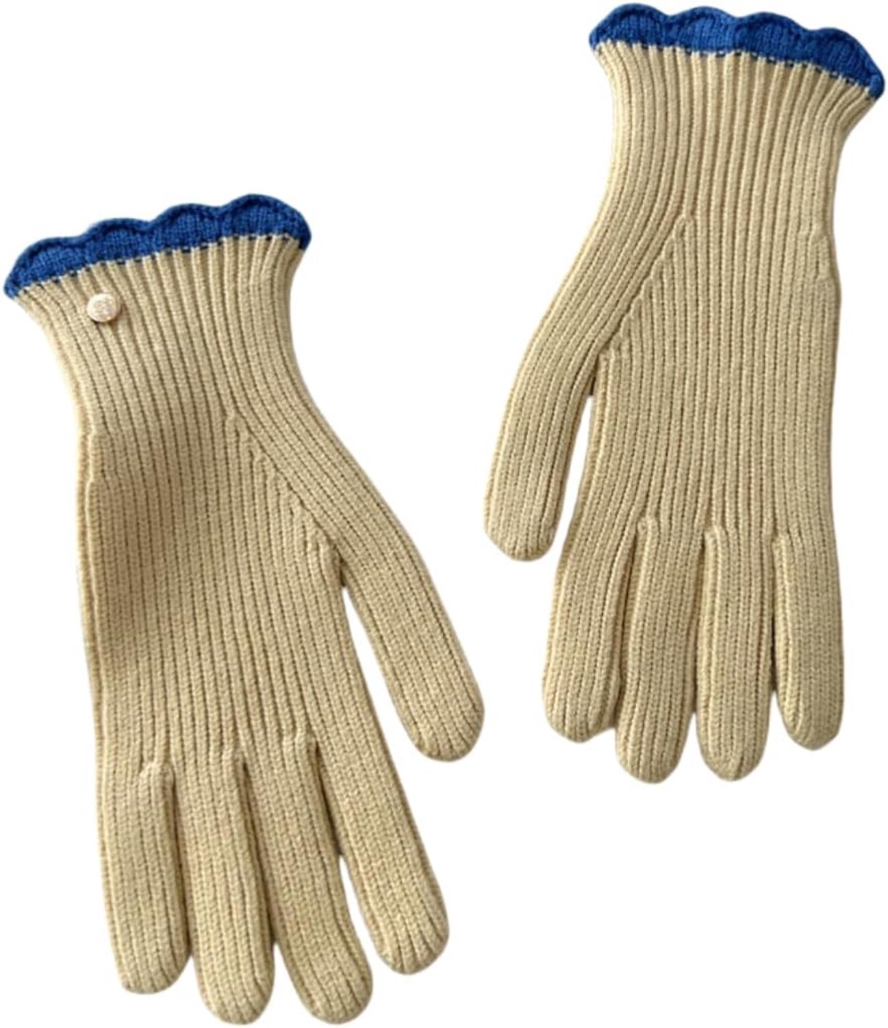 Winter Handschoenen Voor Dames Dames Herfst- En Winter Gebreide Warme Touchscreen Handschoenen Met Knoopkant En Contrasterende Kleur