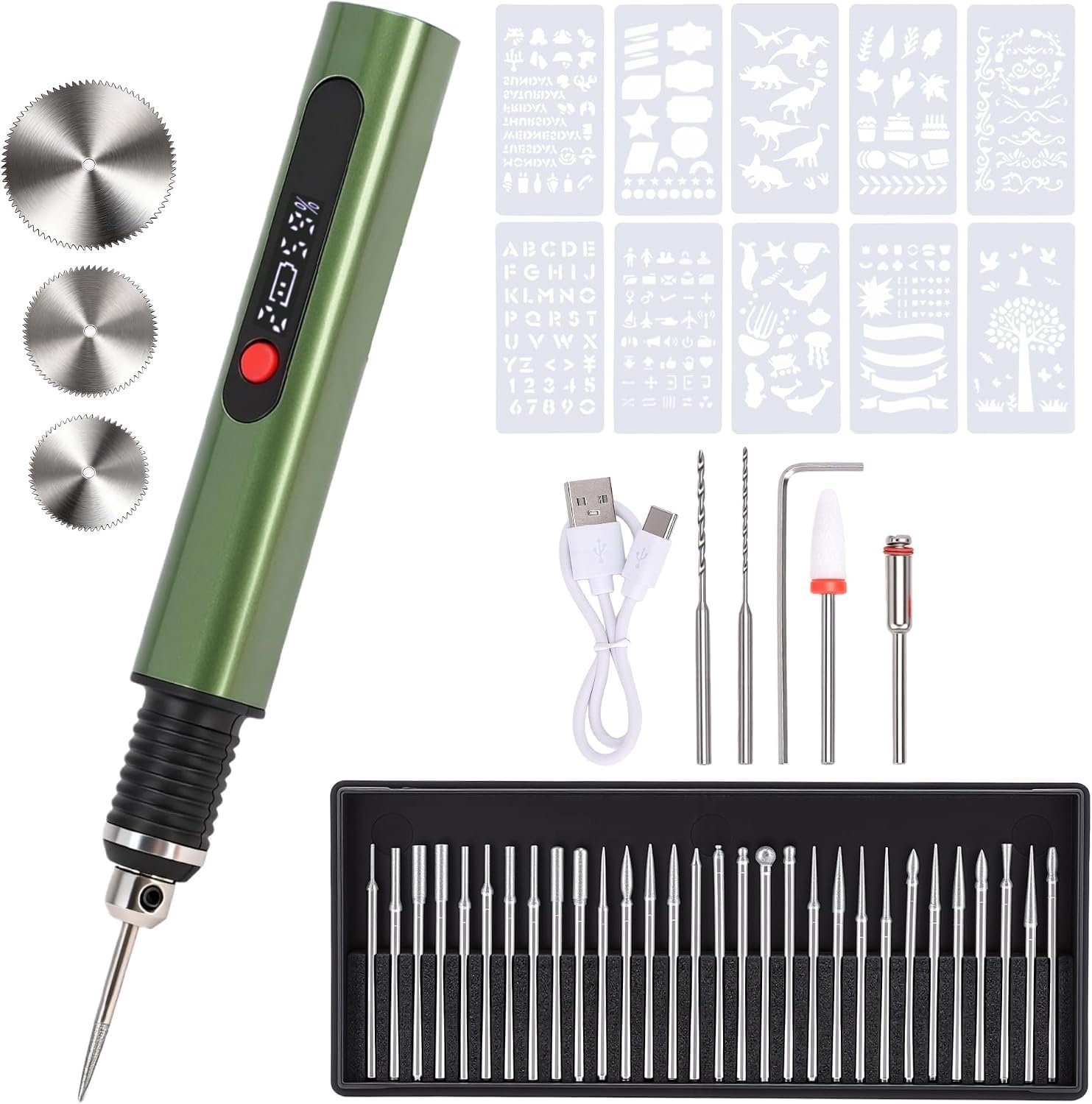 Draagbare roterende graveur, MEKOTRIN gravure pen set voor sieraden en