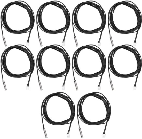 10 stuks thermistor temperatuursensor sonde hoge precisie 5 mm x 25 mm cilindrische kop met 2 m kabel voor industriële HVAC automotive toepassingen PVC-materiaal (10K B3950) — afbeelding 2