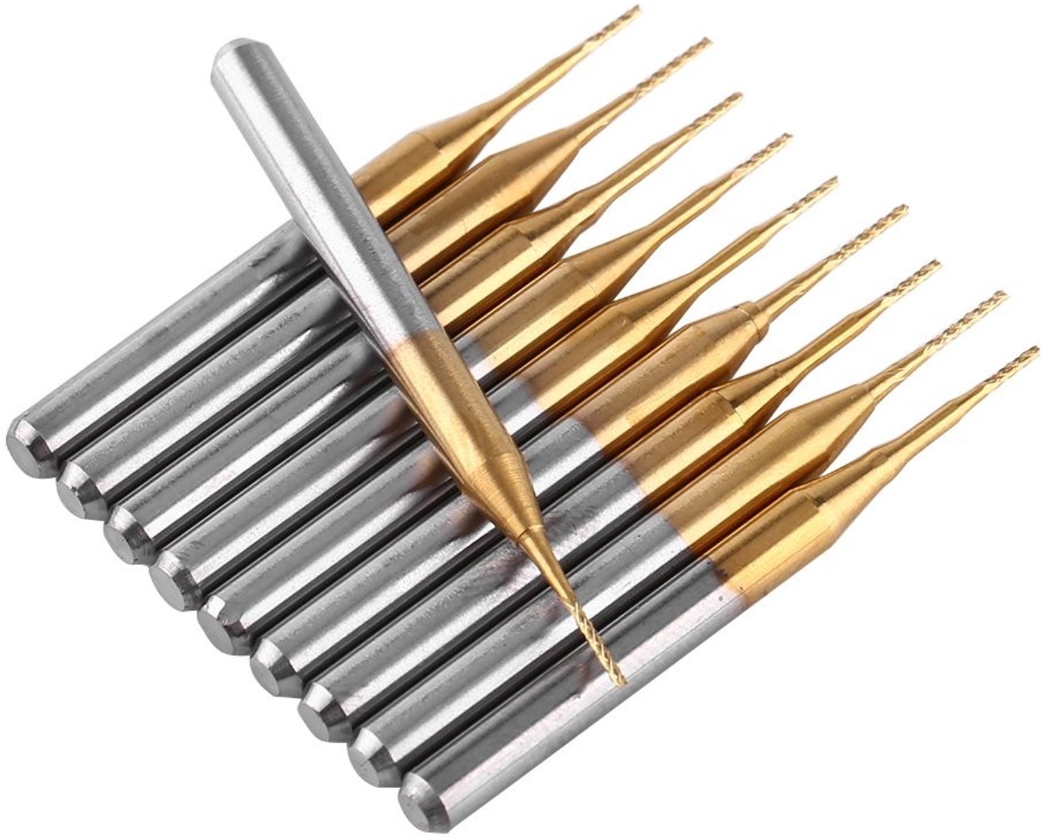 10 Stuks 3.17mm Shank Tungsten Carbide Freesbits voor PCB, CNC en Graveren met 0.6mm Diameter