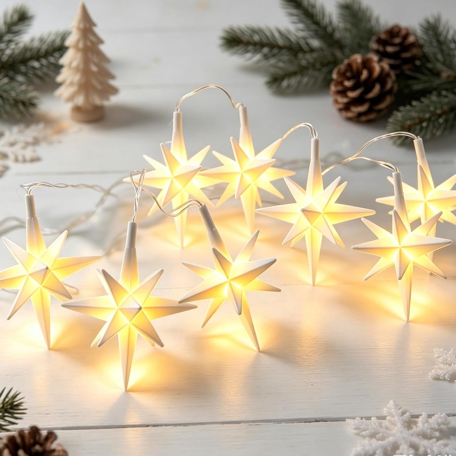 3D-lichtketting met sterren