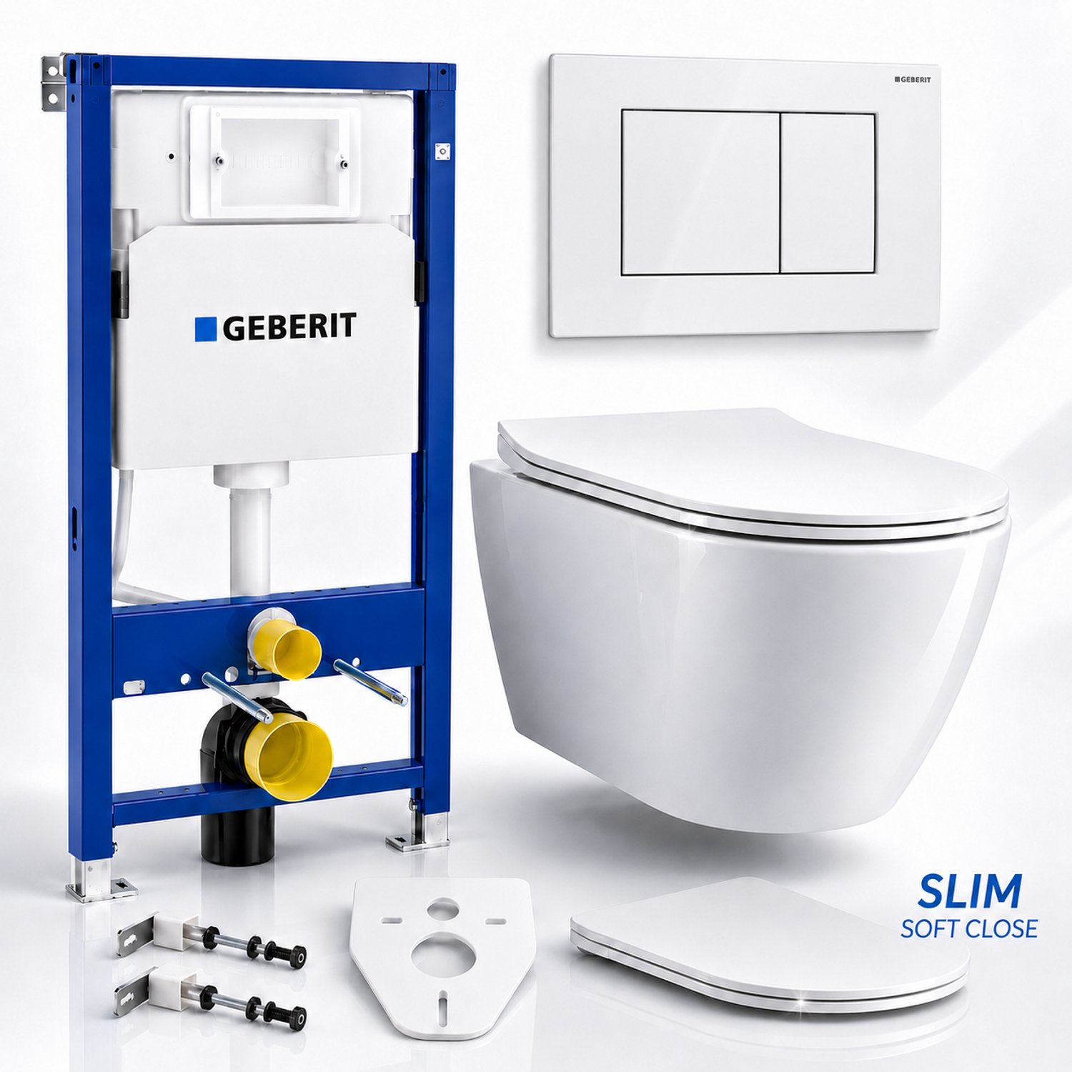 Badland toiletset - Geberit Duofix Basic Delta - ROLO wit - Delta20 rechthoekig wit - 115137111