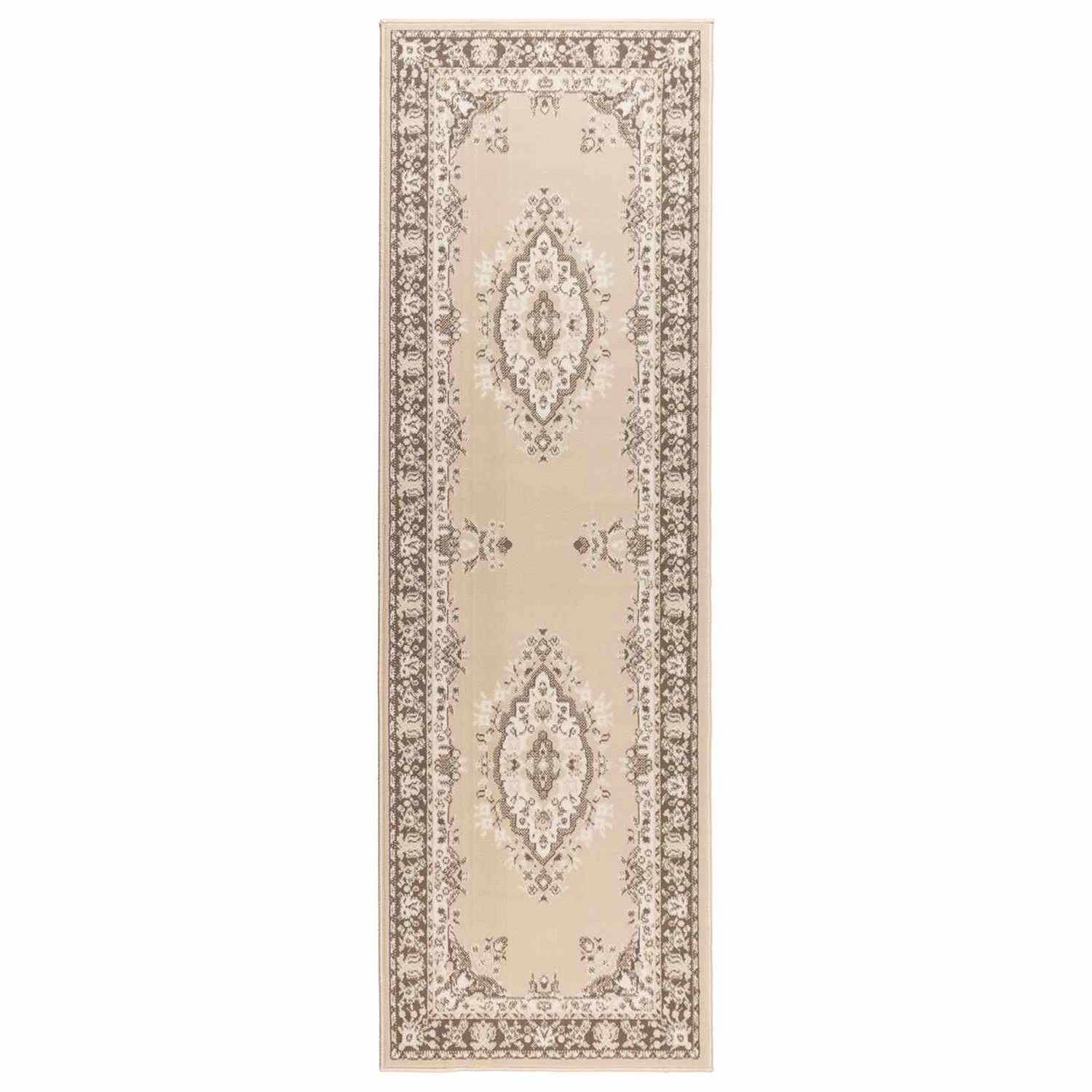 vidaXL Lopers - Tapijt - FLORNES - Geweven - Ecru - patroon - 100 - x - 150 - cm - PP - 7 - mm Ecru patroon