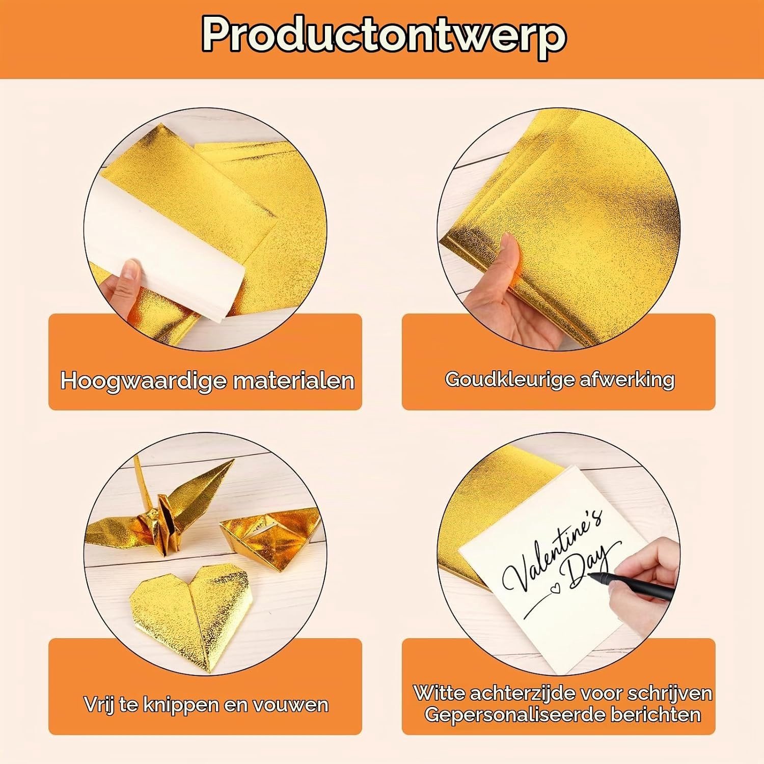 Origami Papier voor Kinderen - 100 Vellen Goudkleurig 15 x 15 cm, Creatief Knutselen en DIY Projecten
