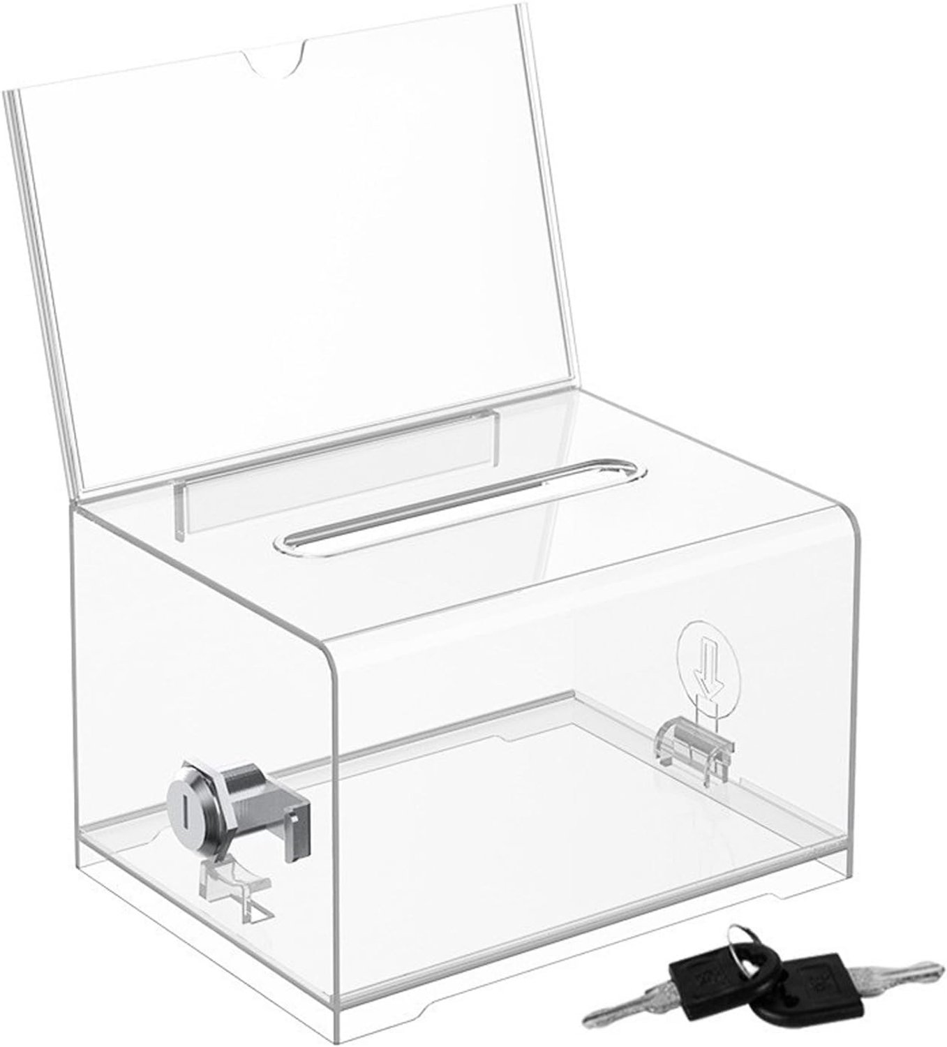 Slotbare Spaarbox met Sleutel en Dispenser, Ideaal voor Anonieme Spaardoelen, Geld en Visitekaartjes Opslaan (16 × 10 × 12 cm)