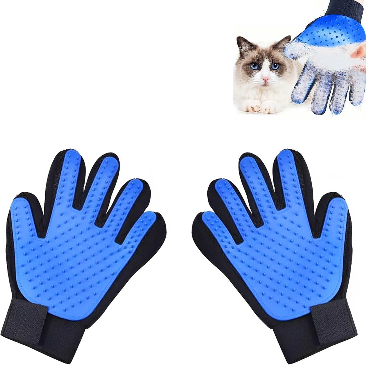 1 paar huisdierontharingshandschoenen van siliconen, zachte borstelharen, voor het verwijderen van vacht, massage voor honden en katten, handschoen voor het verwijderen van haren, handschoen
