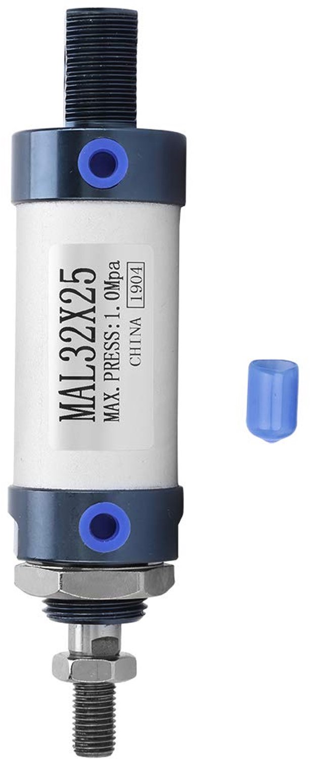 Aluminiumlegering MAL 32 mm mini-pneumatische luchtcilinder - dubbelwerkend onderdeel met enkele stang en slag van 75 mm voor armatuurindexering en klepschakelingstoepassingen (Slag 25 mm)