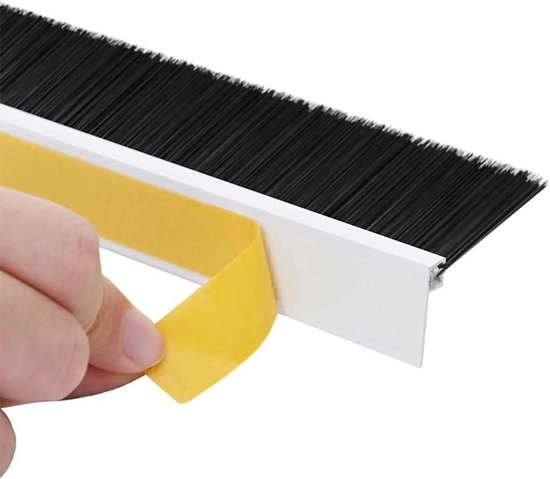 2 stuks deurborstelafdichting, zelfklevend, 100 cm, wit, deurafdichting, tochtstopper voor binnen, pvc en aluminiumlegering — afbeelding 5