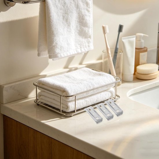 4 Stuks Roestvrijstalen Handdoekrek Montagebeugels Versterkte Basis voor Badkamer Toiletrolhouder Antishake Bevestigingsaccessoires met Veilig Afgeronde Hoeken Geschikt voor Tegel — afbeelding 5