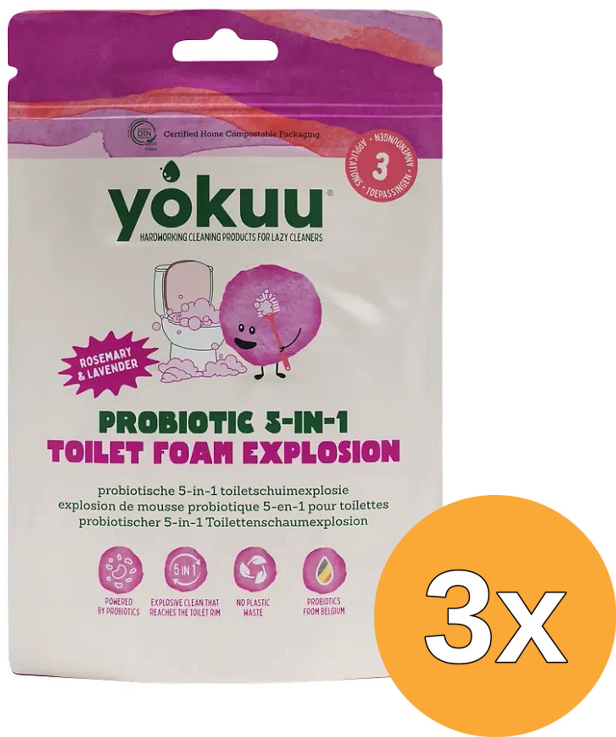 3x Yokuu Probiotic Toilet Foam Explosion Rosemary & Lavender (300 gr)