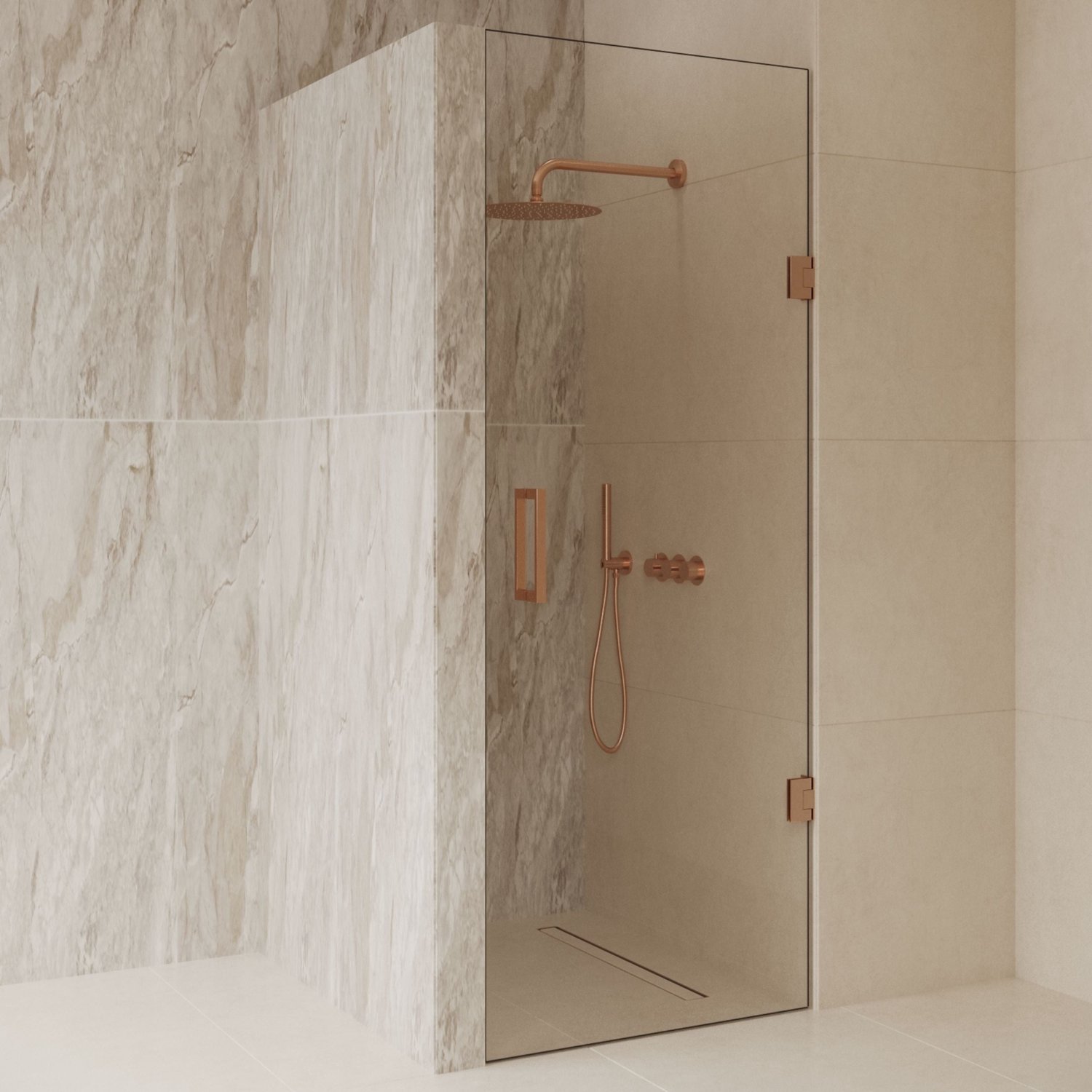 Sanitado Dalis Nisdeur Helder Glas Mat Brons Profielen 100x200 cm