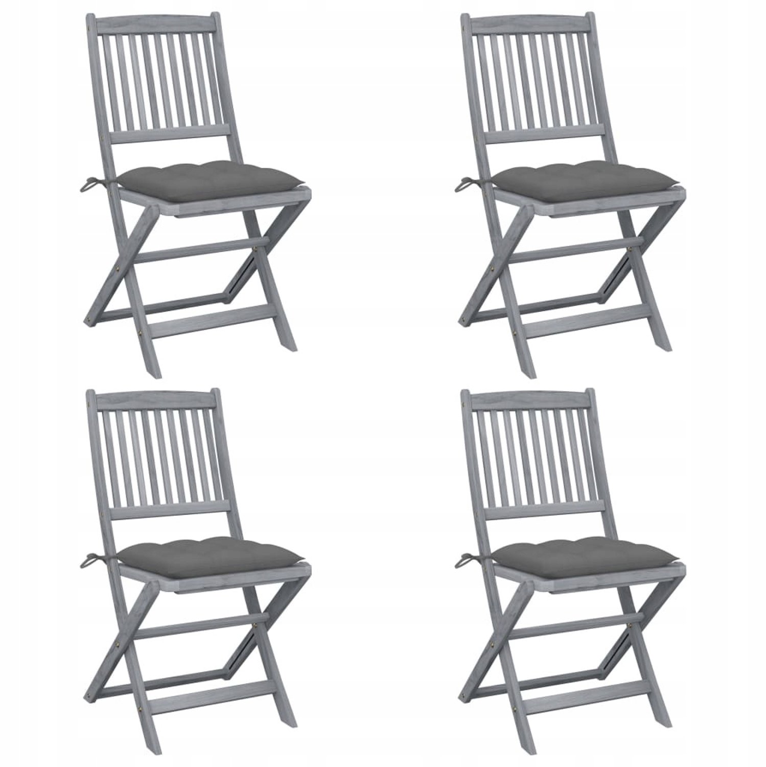 4x Houten Klapstoelen met Kussens voor Tuin, Balkon of Terras