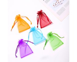 TRUEIN Lot van 120 organza zakjes van 10 x 15 cm met trekkoord - Cadeauzakjes voor festival - Sieradenzakjes voor bruiloft, festival (12 kleuren)