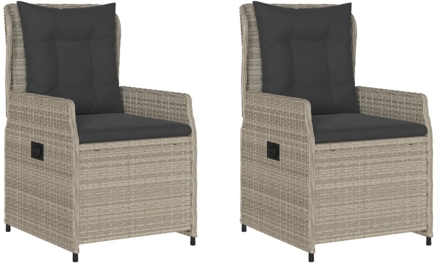 2x Verstelbare Loungestoel Tuinstoel met Kussens - Polyrattan