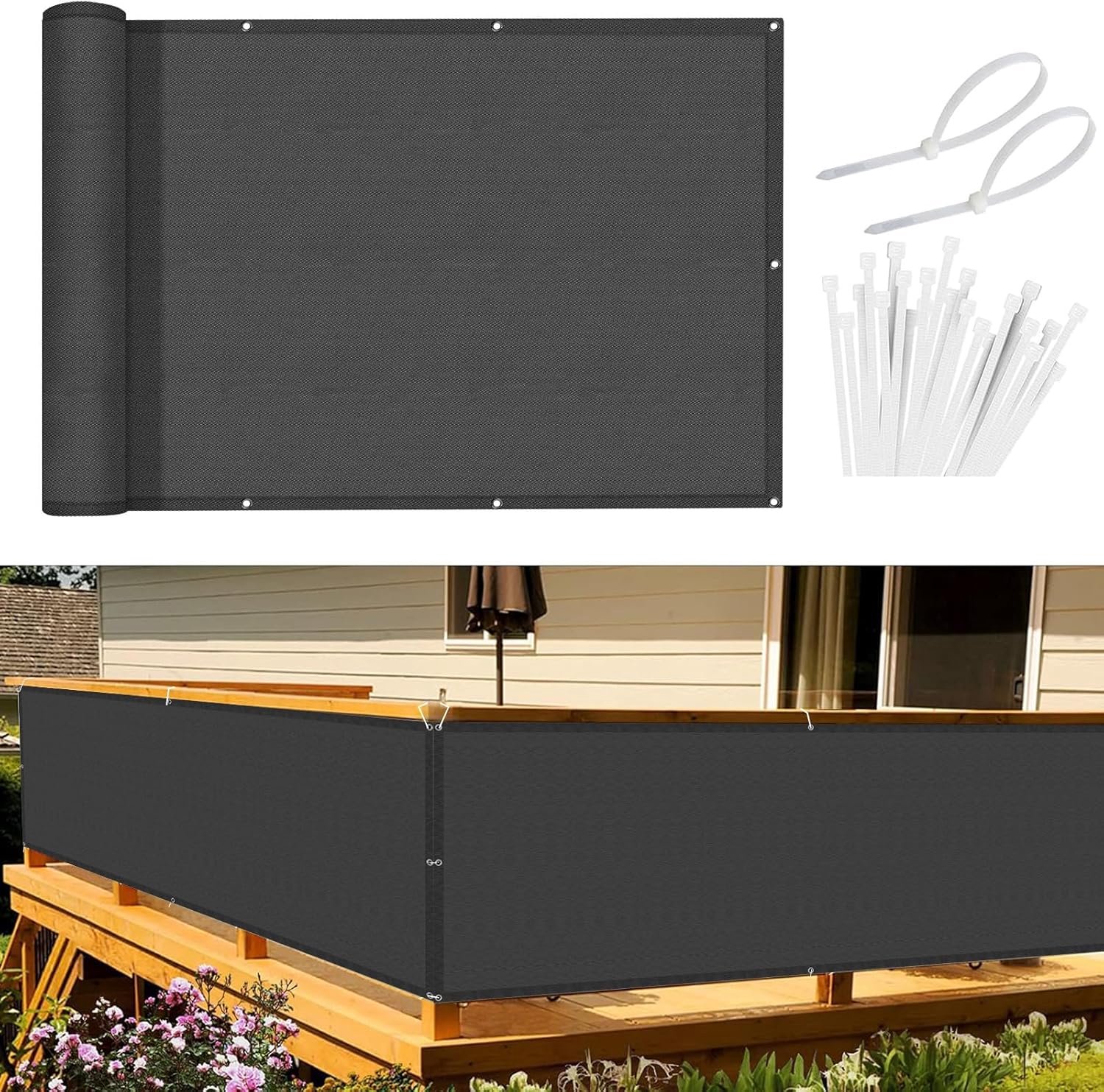 Sunnylaxx Balkon Scherm Inclusief kabelbinders 90x300cm Antraciet - ShopVlot