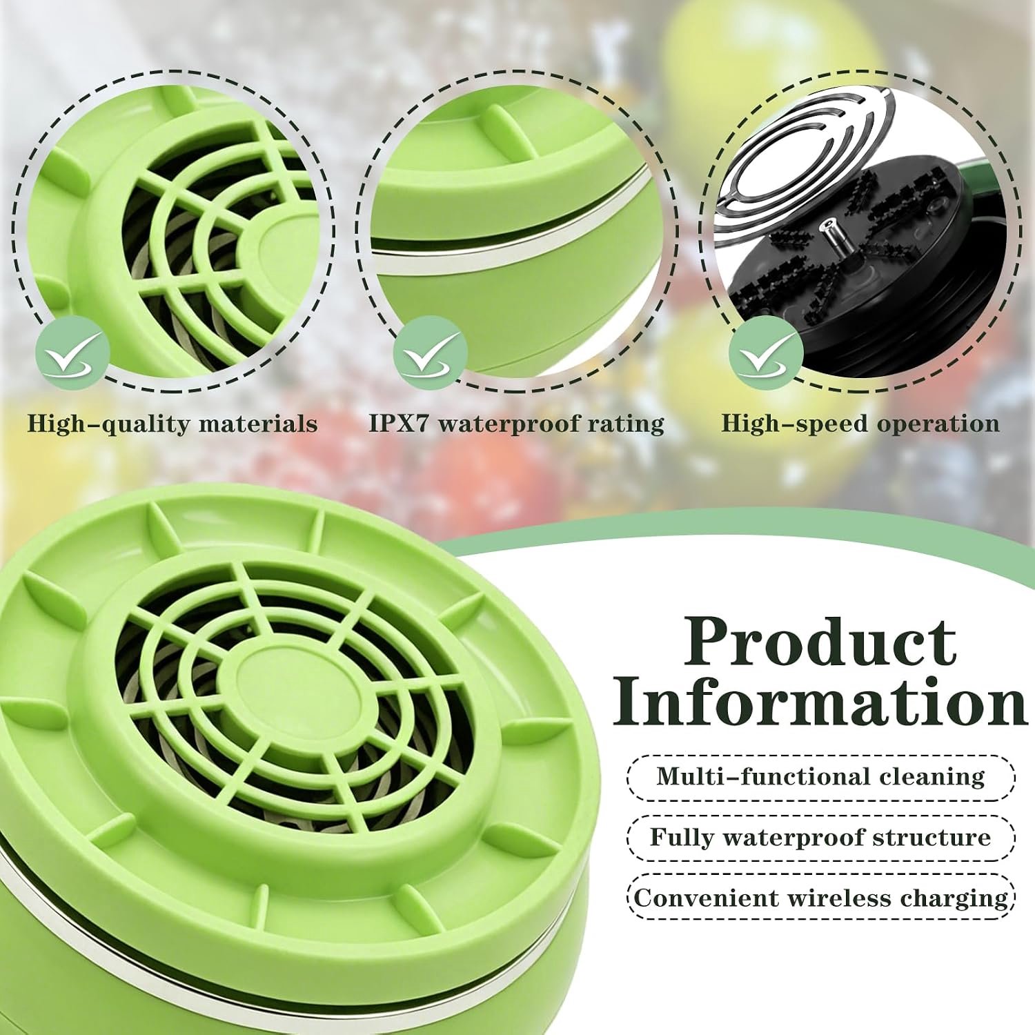 Draadloze fruit- en groentereiniger voor keuken en camping